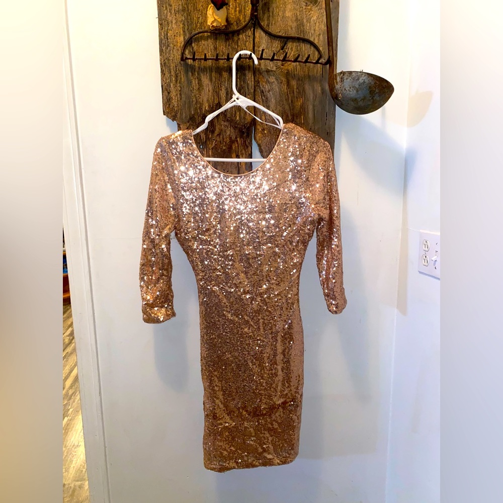 Sequin Gold Mini Dress size Small wore 3 times